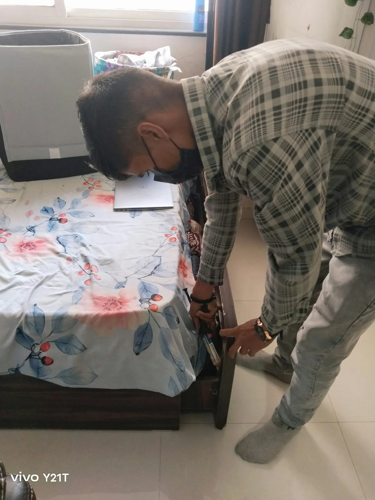 Real pest-control treatment in bedroom